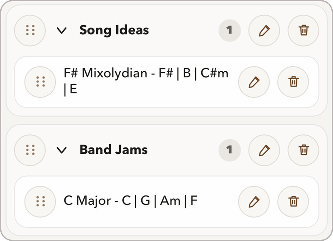 Saved favorites and folders